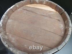 Rare Seau Pot A Lait/eau Ancien En Bois Et Laiton H47 Collection Art Populaire