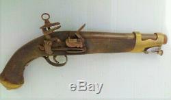 Rare ancien pistolet à silex fer forgé haute-époque 18 éme xviii éme canon déco