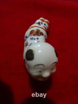 Rare ancien sifflet enfant allongé porcelaine Japon décor imari