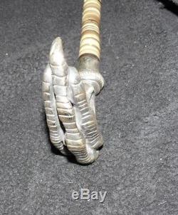 Rare ancienne canne en bronze argenté corne patte de coq vintage gadget cane