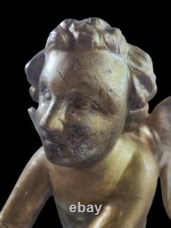Rare ange d'autel ancien en bois sculpté doré France fin XVIIIe début XIXe