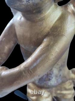 Rare ange d'autel ancien en bois sculpté doré France fin XVIIIe début XIXe
