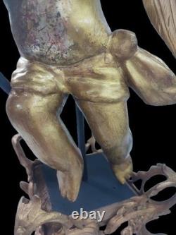 Rare ange d'autel ancien en bois sculpté doré France fin XVIIIe début XIXe