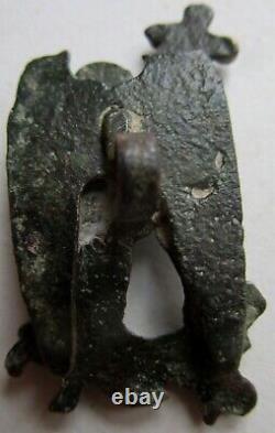 Rare bouton de pèlerin médiéval en bronze pour pèlerinage Archange St Michel 15è