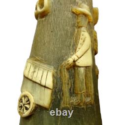 Rare corne à jus de tabac de berger art populaire