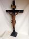 Rare Important Crucifix Sur Socle En Bois Sculpté Fin Xviii / Début Xix S