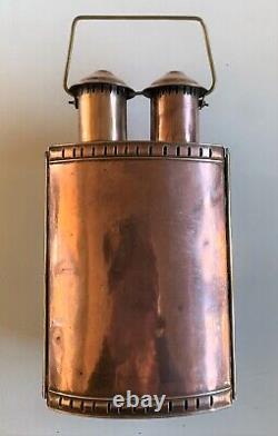 Rare lanterne en cuivre et laiton à deux feux