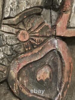 Roi de Coeur bas relief bois 19 ème Superbe, rare