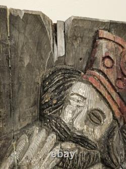 Roi de Coeur bas relief bois 19 ème Superbe, rare