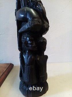 SCULPTURE 35 x 10cm MERE et enfants MAASAI KENYA BOIS EBENE AFRICAIN VINTAGE TBE