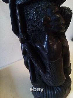 SCULPTURE 35 x 10cm MERE et enfants MAASAI KENYA BOIS EBENE AFRICAIN VINTAGE TBE