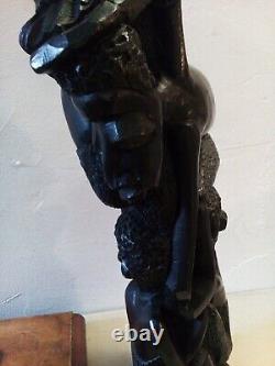 SCULPTURE 35 x 10cm MERE et enfants MAASAI KENYA BOIS EBENE AFRICAIN VINTAGE TBE