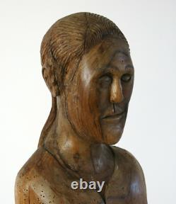 STATUE RELIGIEUSE, signée JR ou RJ, artiste, art populaire, religious, sculpture