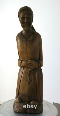 STATUE RELIGIEUSE, signée JR ou RJ, artiste, art populaire, religious, sculpture