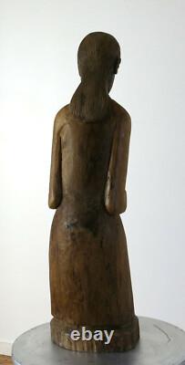 STATUE RELIGIEUSE, signée JR ou RJ, artiste, art populaire, religious, sculpture