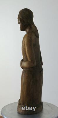 STATUE RELIGIEUSE, signée JR ou RJ, artiste, art populaire, religious, sculpture
