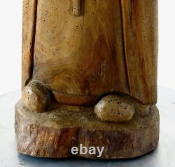 STATUE RELIGIEUSE, signée JR ou RJ, artiste, art populaire, religious, sculpture