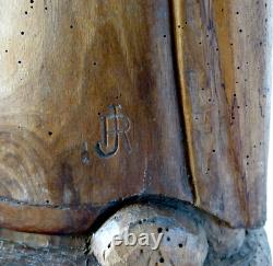 STATUE RELIGIEUSE, signée JR ou RJ, artiste, art populaire, religious, sculpture