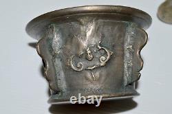 SUPERBE MORTIER BRONZE A AILETTES et SON PILON HAUTE EPOQUE MORTAR XVIIe