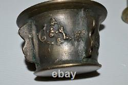 SUPERBE MORTIER BRONZE A AILETTES et SON PILON HAUTE EPOQUE MORTAR XVIIe
