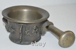 SUPERBE MORTIER BRONZE A AILETTES et SON PILON HAUTE EPOQUE MORTAR XVIIe