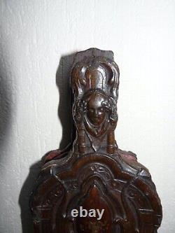 SUPERBE TRES RARE ANCIEN Soufflet de Cheminée en Bois Sculpté 18ème PUTTO