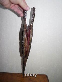 SUPERBE TRES RARE ANCIEN Soufflet de Cheminée en Bois Sculpté 18ème PUTTO