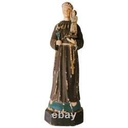 Saint Antoine de Padoue sculpture en bois sculptée art populaire fin 19ème
