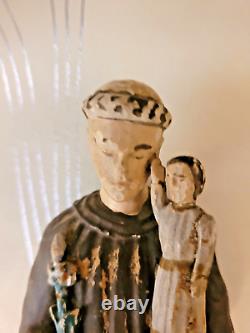 Saint Antoine de Padoue sculpture en bois sculptée art populaire fin 19ème