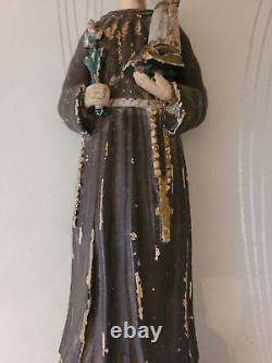 Saint Antoine de Padoue sculpture en bois sculptée art populaire fin 19ème