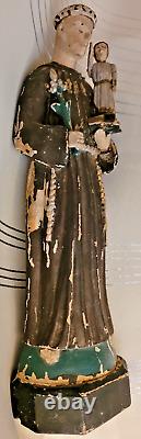 Saint Antoine de Padoue sculpture en bois sculptée art populaire fin 19ème