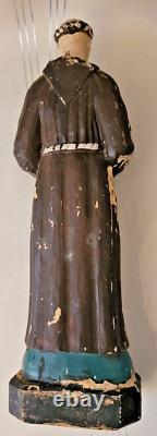 Saint Antoine de Padoue sculpture en bois sculptée art populaire fin 19ème