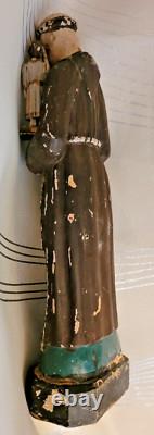 Saint Antoine de Padoue sculpture en bois sculptée art populaire fin 19ème