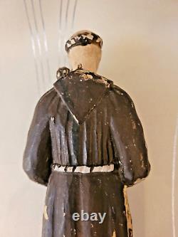 Saint Antoine de Padoue sculpture en bois sculptée art populaire fin 19ème