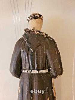 Saint Antoine de Padoue sculpture en bois sculptée art populaire fin 19ème