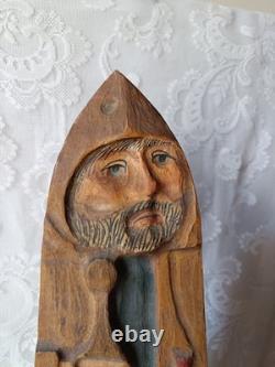 Sculpture Ancienne Saint Roch et son Chien en Bois Polychrome, Art Populaire