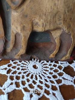 Sculpture Ancienne Saint Roch et son Chien en Bois Polychrome, Art Populaire