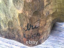 Sculpture Bois 40 CM Homme Basque Au Beret Fumant La Pipe Art Populaire