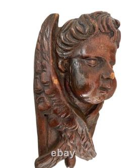 Sculpture bois XVIIIe siècle ancienne chérubin angelot Religieux