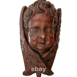 Sculpture bois XVIIIe siècle ancienne chérubin angelot Religieux