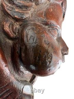 Sculpture bois XVIIIe siècle ancienne chérubin angelot Religieux