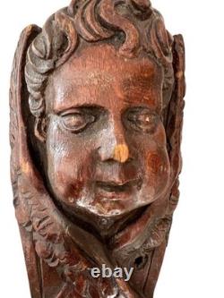 Sculpture bois XVIIIe siècle ancienne chérubin angelot Religieux