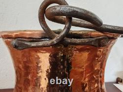 Seau en cuivre avec anse en fer forgé XIX eme