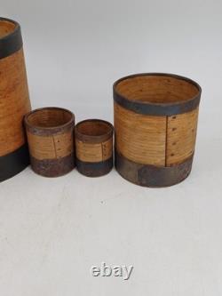 Série de 6 mesures à grains Art populaire début XXème. Superbe état