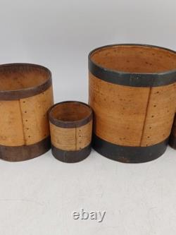 Série de 6 mesures à grains Art populaire début XXème. Superbe état