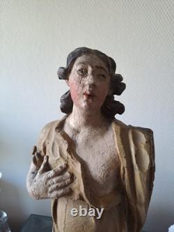 Statue Représentant Saint Jean-Baptiste En Bois Polychrome. 1ere Moitié XVIII