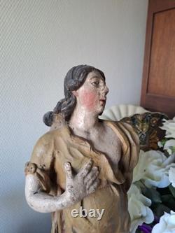 Statue Représentant Saint Jean-Baptiste En Bois Polychrome. 1ere Moitié XVIII