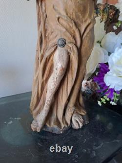 Statue Représentant Saint Jean-Baptiste En Bois Polychrome. 1ere Moitié XVIII