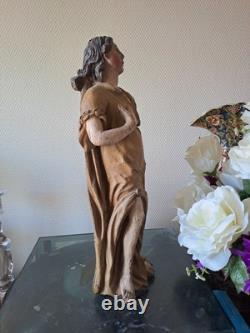 Statue Représentant Saint Jean-Baptiste En Bois Polychrome. 1ere Moitié XVIII