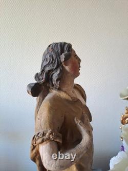 Statue Représentant Saint Jean-Baptiste En Bois Polychrome. 1ere Moitié XVIII